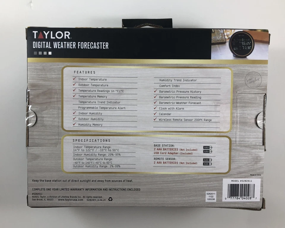 Taylor Digital Weather Forecaster Model 5282011 - Image 2 of 2