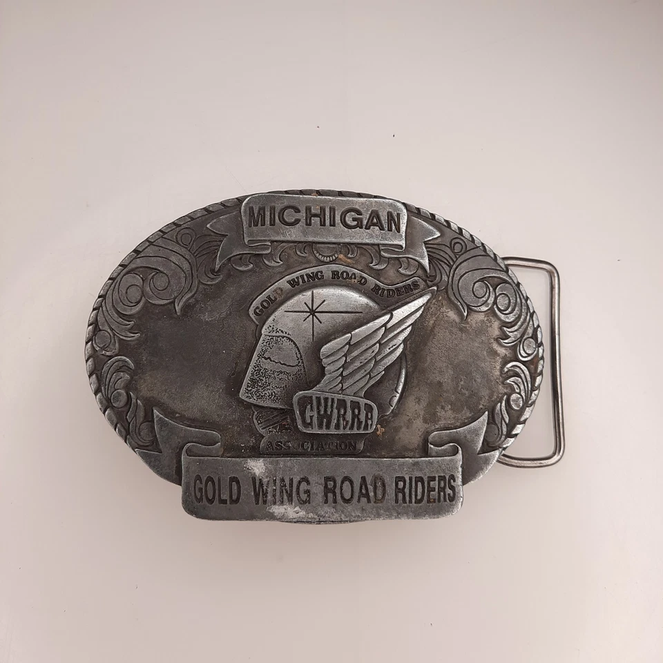 Hebilla de cinturón Gold Wing Road Riders Association Michigan Upper Pennisla Chapter Foto 2 de 4