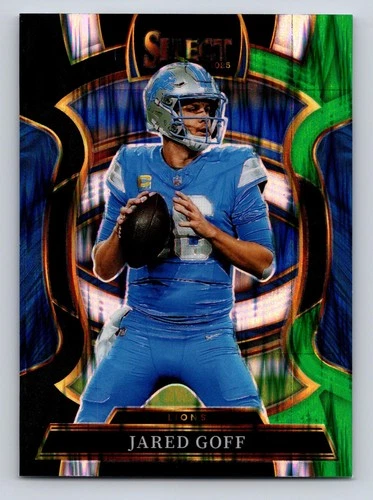 2025 Panini Select #69 Jared Goff Black and Green Prizm Shock