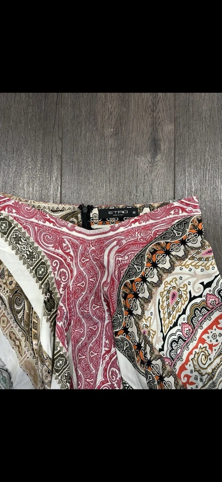 Maxi Falda Etro Italia Mujer Talla 42 Multicolor Seda Estampado Floral Cremallera Lateral Foto 4 de 4