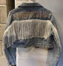 Custom Taylor Swift jean jacket AMERICANA rhinestone fringe, clear custom bag