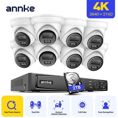 ANNKE 8CH NVR 4K Audio POE Security Camera System NeuTracis AI Video Search IP67