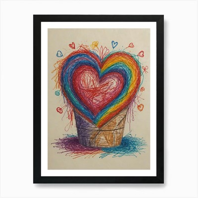 Heart Drawing 1 Art Print Framed Wall Art Poster Canvas Print Picture