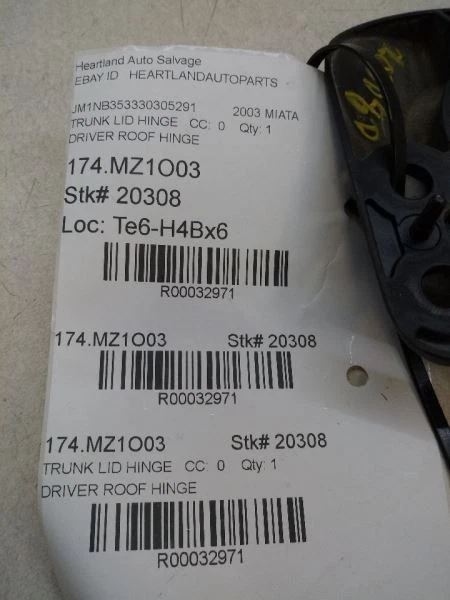 MIATA     2003 Trunk Lid Hinge 32971 - Image 3 of 3
