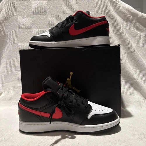 Big Kid's Jordan 1 Low nero rosso fuoco bianco (553560 063) 6