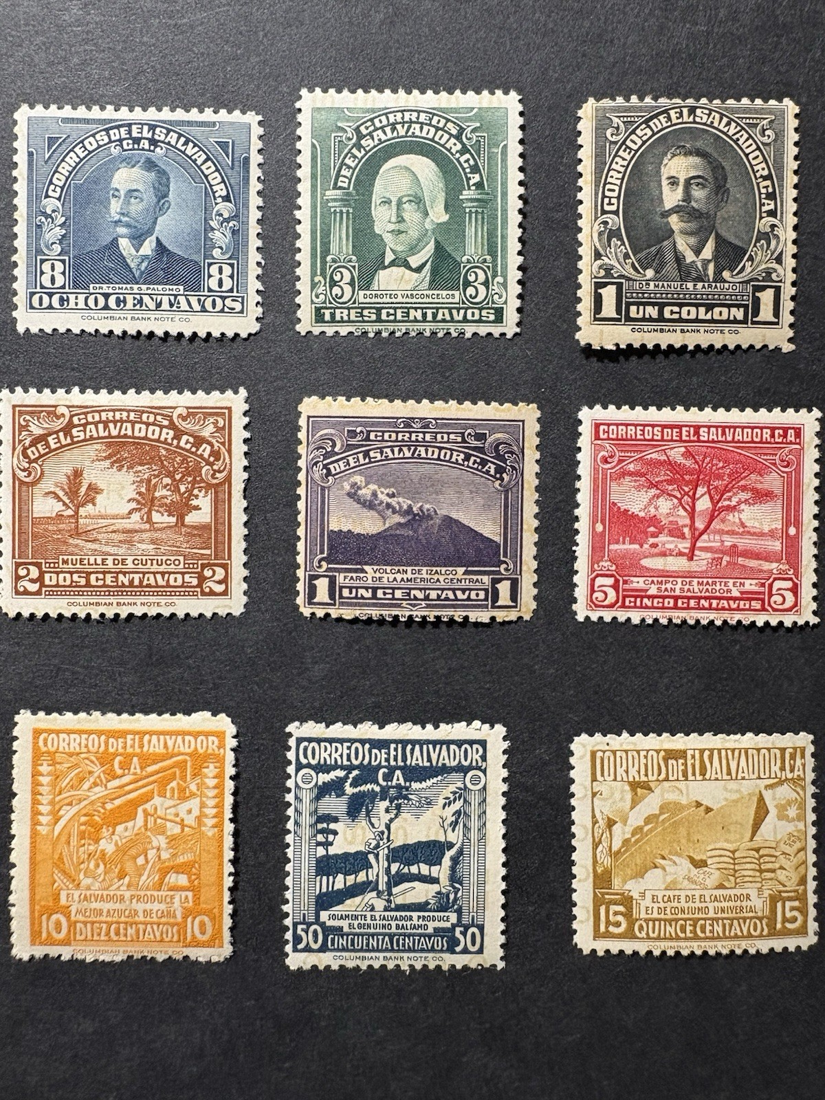 Salvador Set Of 9 Stamps Mint Hinged Free Shipping