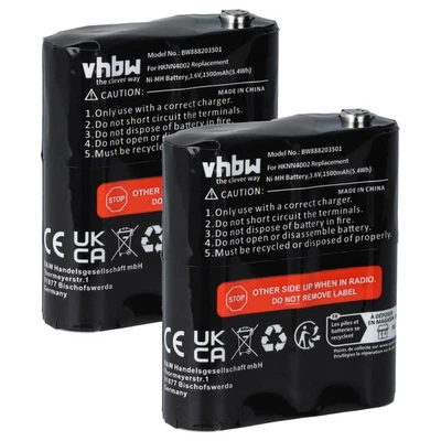 VHBW 2x Akku für Motorola NNTN4385 PMNN4477 PMNN4477A 1500mAh 3,6V Funkgerät