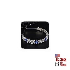 Silver Rhinestone Headband with Blue Crystal Headband Hair Band Bridal
