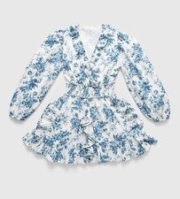 GAP x LoveShackFancy Blue Floral Ruffle Mini Dress Women’s S Boho Cottagecore