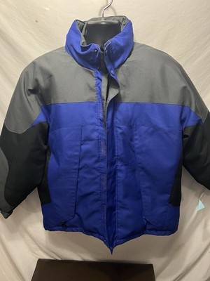 VTG Maxam Mountain Goose Down Parka Jacket Mens Sz M Blue Insulated Fleece Lined