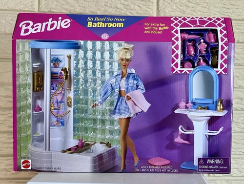 1998 Barbie So Real So Now Bathroom Playset 67555-94 Bathtub W/ Tray& Shower NEW