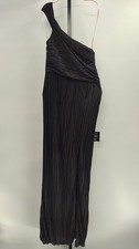 Lulus Poised Performance Black Plisse One-Shoulder Maxi Dress Medium