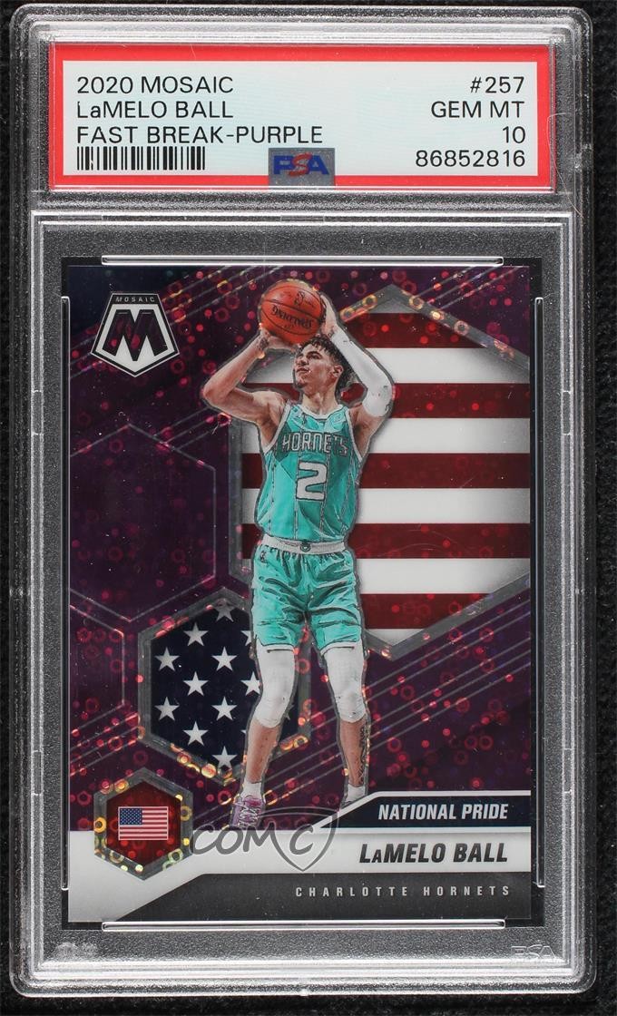 2020 Mosaic Fast Break Purple Prizm 35/50 Lamelo Ball #257 PSA 10 Rookie RC 08r6