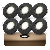 6X Orvia Deckenspot IP65 Schwarz Mit Led Birne Fourstep 4W Neutralweiß Einbau