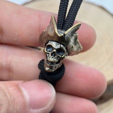 2 pcs Pirate Brass Skull Captain Lanyard Knife Bead Paracord EDC DIY outdoor