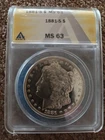 1881-S MORGAN SILVER DOLLAR ANACS MS63