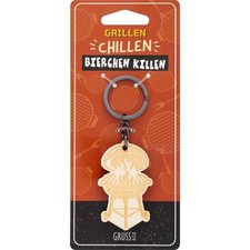 Schlüsselanhänger Motiv Grill | Anhänger aus Holz mit Gravur | Deutsch | 2024