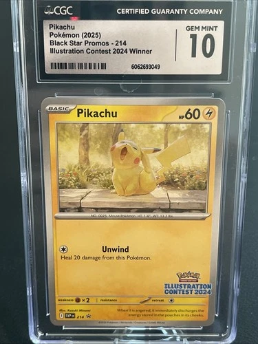 Pokémon TCG Pikachu Illustration Contest 2024 Winner 214 Black Star Promo CGC 10