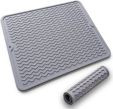 Silicone Dish Drying Mat Heat Resistant Non Slip Kitchen Counter Sink Liner Gray