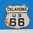VINTAGE OKLAHOMA ROUTE 66 U.S. HIGHWAY ROAD PORCELAIN ENAMEL METAL SIGN 6" x 6"