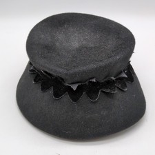 Vintage Glenover Hat Womens Black 100 Wool Henry Pollack Pillbox Velvet Trim