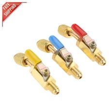 Refrigerant Angled Ball Valve 1/4'' SAE - For R134A, R410A, R12, and R22 Systems