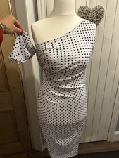  Pretty little things Women's Polka Dot Dress Size 10 One Sleeve Front Split