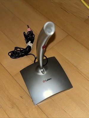 Labtec Microphone Wired. Plug in. Silver. Adjustable Angle On Base long cord
