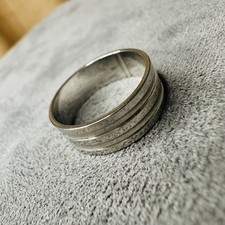 Ring Edelstahl silber Rillen Größe 59 Herren Damen Schmuck Geschenk