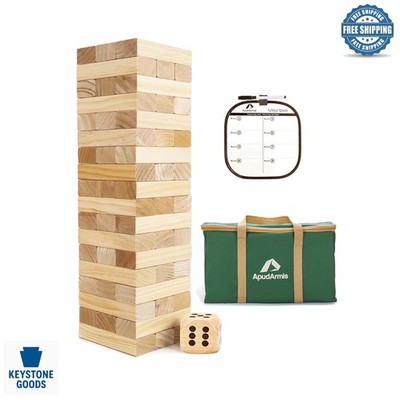 Giant Tumble Tower Stack Game - 54 Wooden Blocks, Grow to 4.2ft, Family & Par...