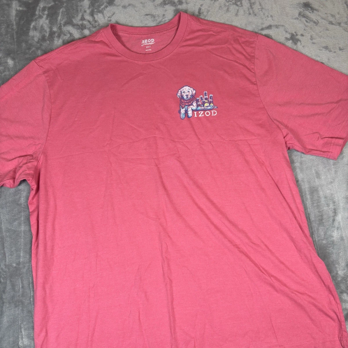 T-shirt IZOD Jeans Marron – Motif Shark Club Bière Plage – Taille M Coton