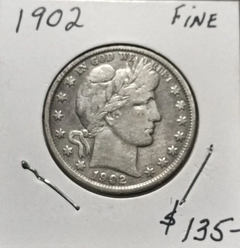 1902 Barber Silver Half Dollar, High Grade, Great Gift