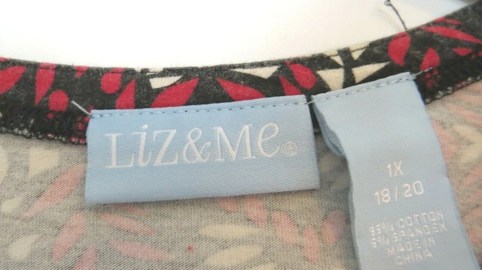 Liz & Me Cardigan Jacket Shirt Womens 1X 18/20 Red Black Snap Up Long Sleeve Top - Image 3 of 4