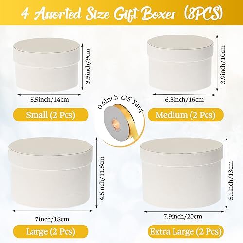 8 Pcs Round Gift Boxes with Lids for Presents Velvet Nesting Gifts Box