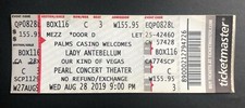 2019 Lady Antebellum Concert Ticket Stub 8/28/19 - Palms Casino, Las Vegas NV.