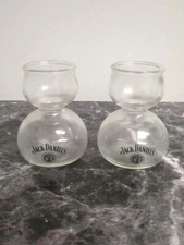 Jack Daniels Old No. 7 Double Bubble Shot Glasses Liquor Jiggers- SET OF 2