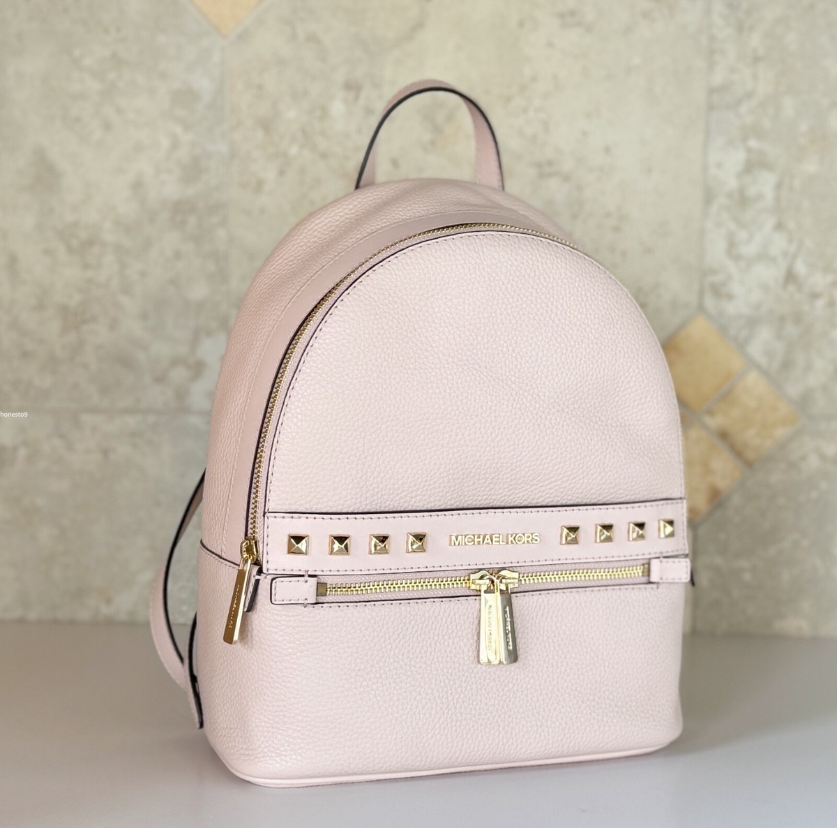 MICHAEL KORS KENLY MEDIUM BACKPACK PEBBLED LEATHER PINK GOLD  display picture 1