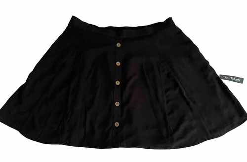 NEW Modcloth Sz 3X You Sassy Thing Skater Skirt Black Buttons Elastic Back NWT v - Picture 2 of 11