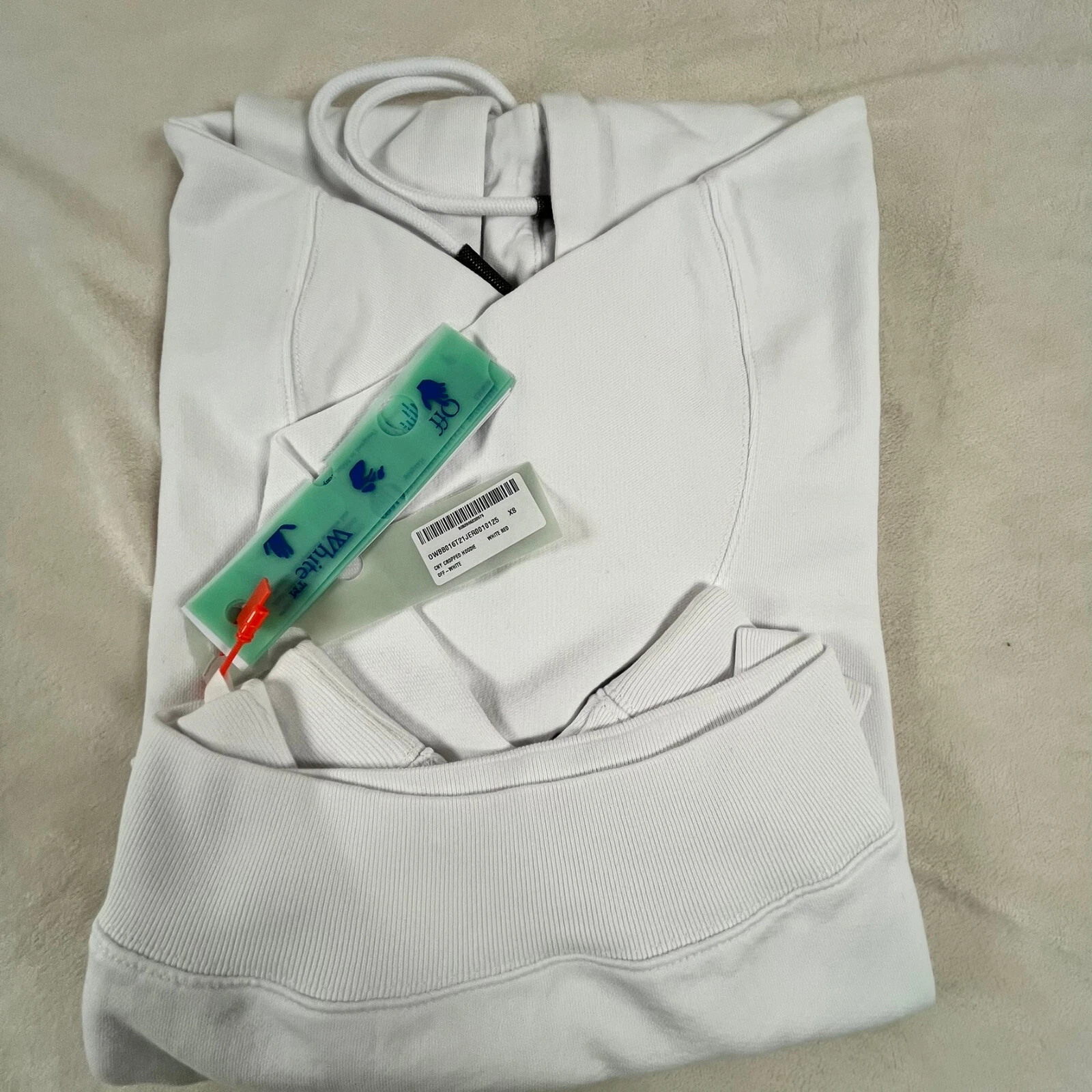 OFF WHITE CNY Felpa con Cappuccio Cropped Nero Rosso XS NUOVA CON ETICHETTE Autentica