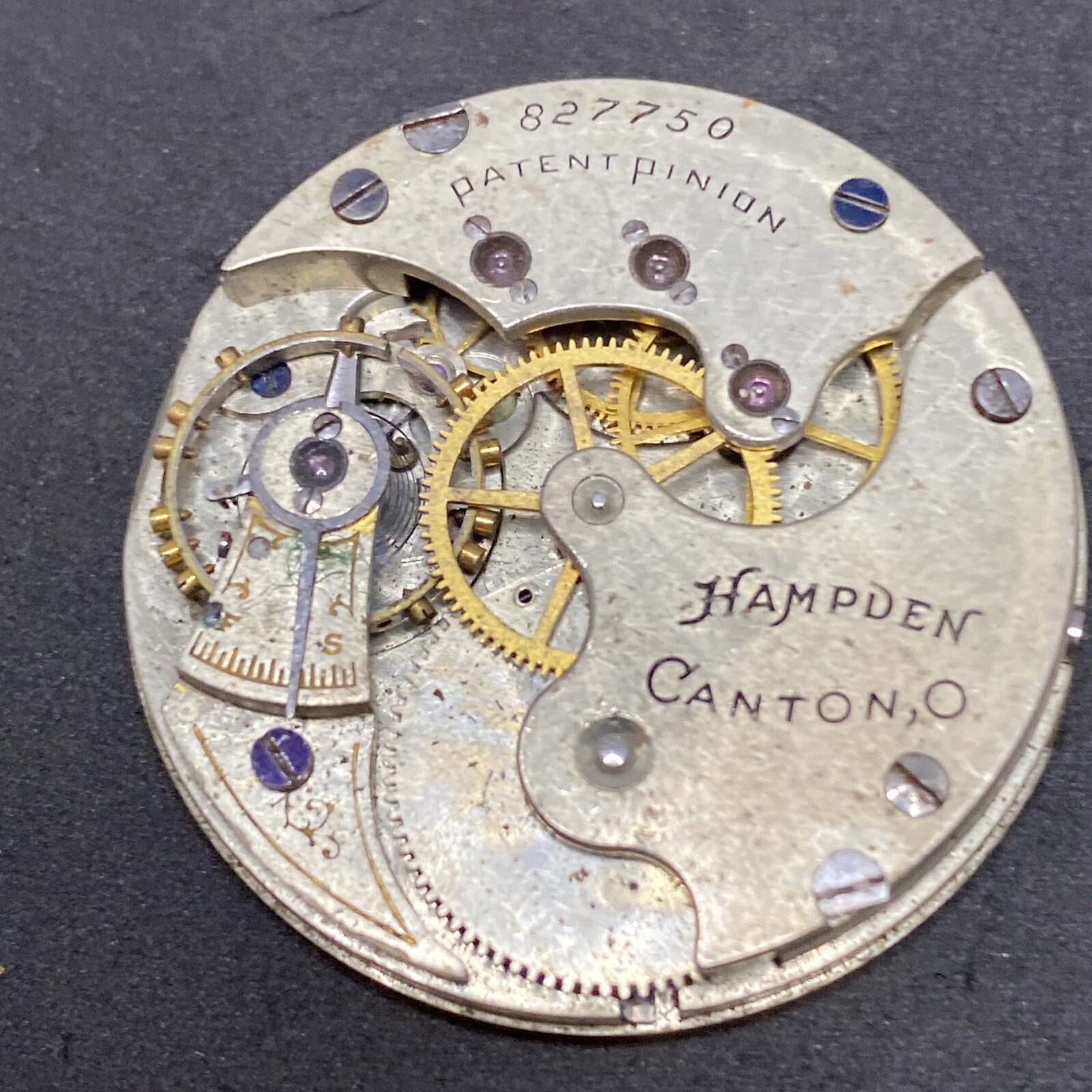 Hampden Grade 213 Pocket Watch Movement Size 6s 15j Hunter Antique