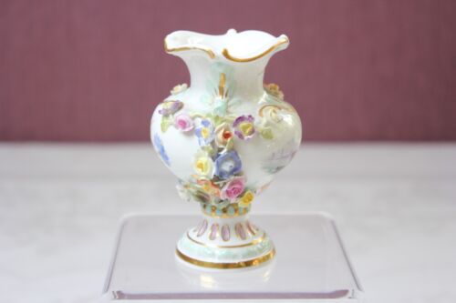 Alte Meissen Vase mit plastischblumen und Figuren/Blumen Malerei 1. Wahl - Bild 2 von 9