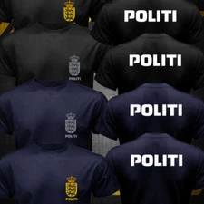 New Dansk Danish Denmark Politi Police Unit logo T-shirt