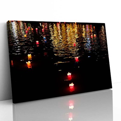 Kerzenlaternen Reflexionen Hoi An gerahmter Leinwanddruck Bild Wandbild