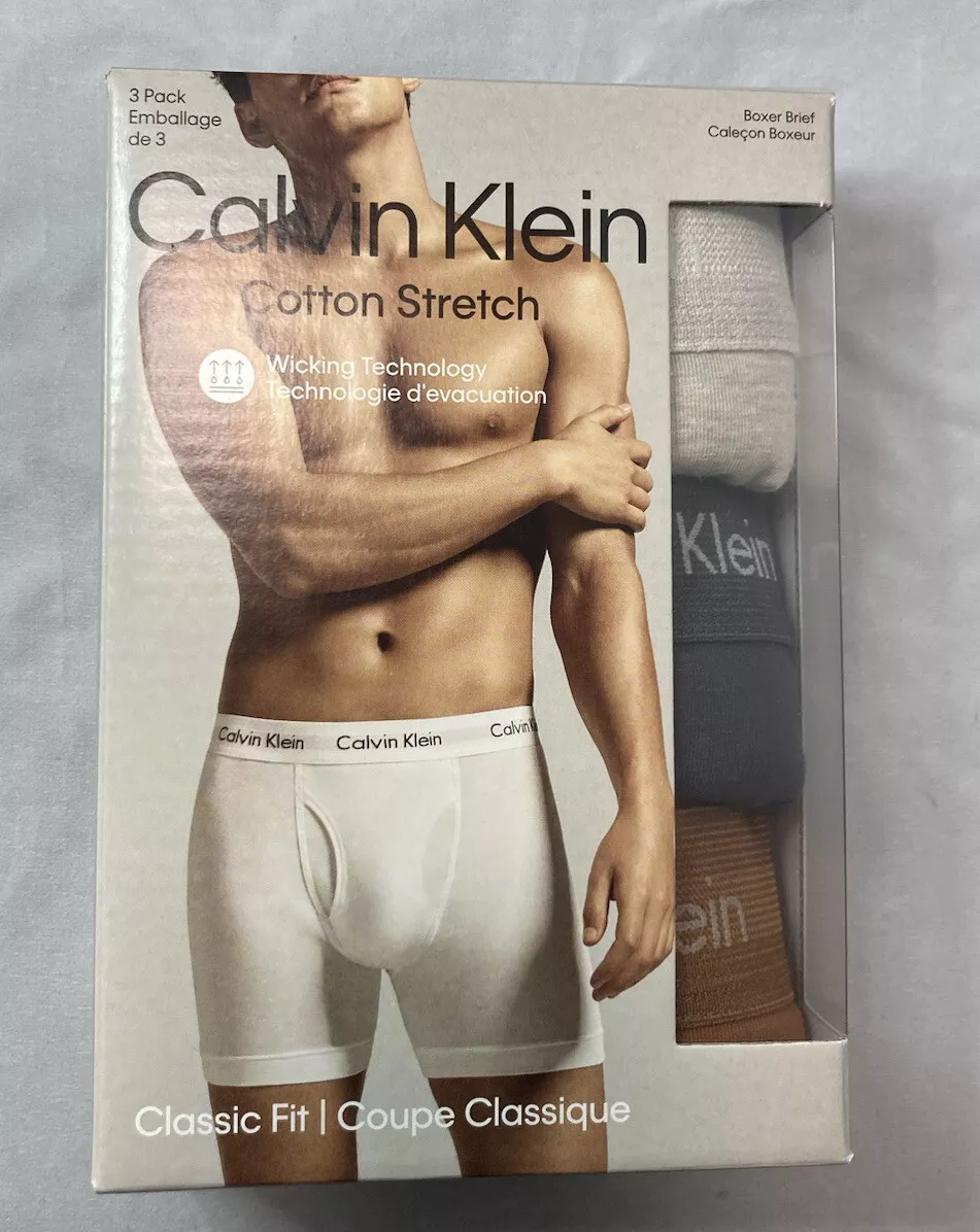 Calvin Klein Men's Underwear Cotton Stretch 3- Pack Boxer Brief,  Multicolor, Md