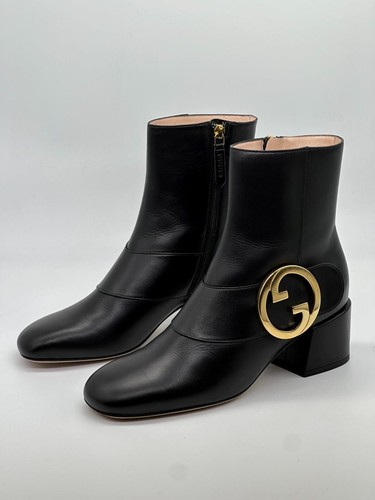 Gucci Rubia Entrelazada GG Medallón Logotipo Botines al Tobillo Tacones $1390 - Imagen 9 de 17