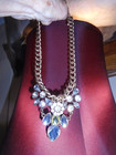 VTG. LANE BRYANT SHIMMER CLEAR RHINESTONE/CLUSTER LINK FRONT NECKLACE/EARRINGS — photo 8