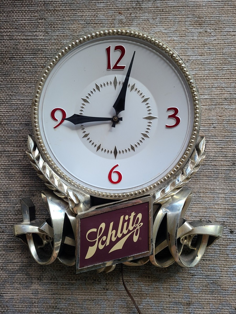 Vintage Schlitz Beer Lighted Wall Clock Sign Advertisment | eBay