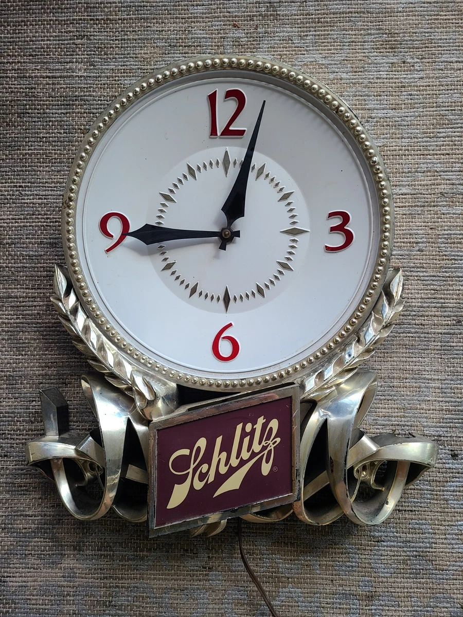 Vintage Beer Sign Clock In Collectible Schlitz Signs & Tins for