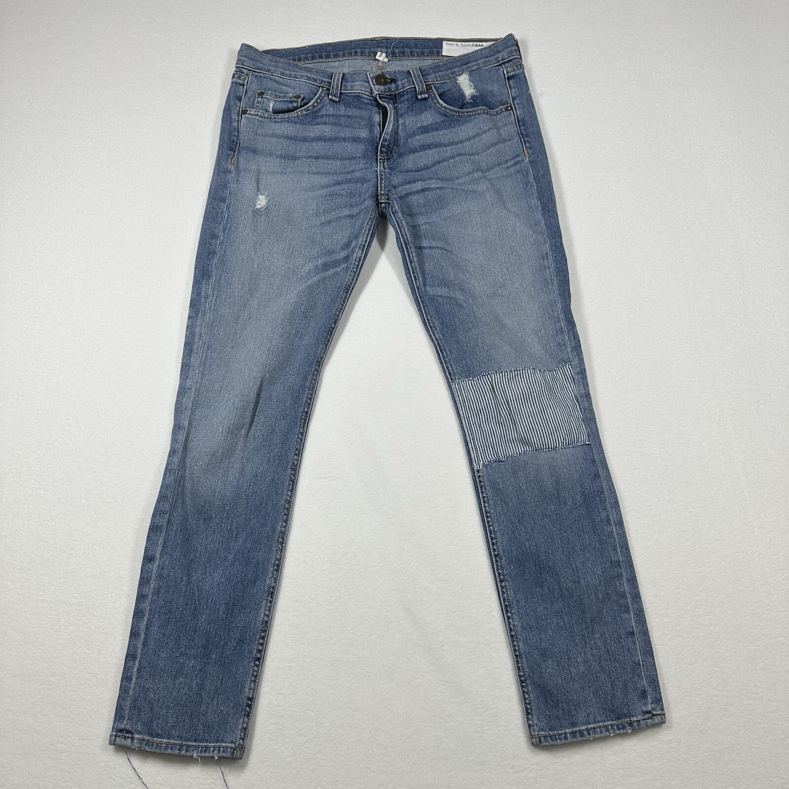 Rag & Bone Tomboy Patchwork Distressed Blue Jeans… - image 1