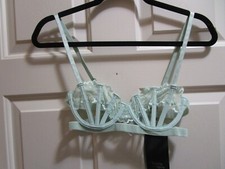 THISTLE AND SPIRE SYDNEY VELVET OPEN CUP BRA IN JADE SIZE 32C NEW